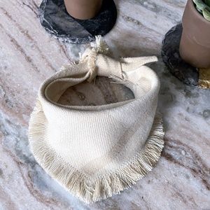 Cream Plaid Fringe Dog Bandana | Handmade | Size S | Fluff Parade